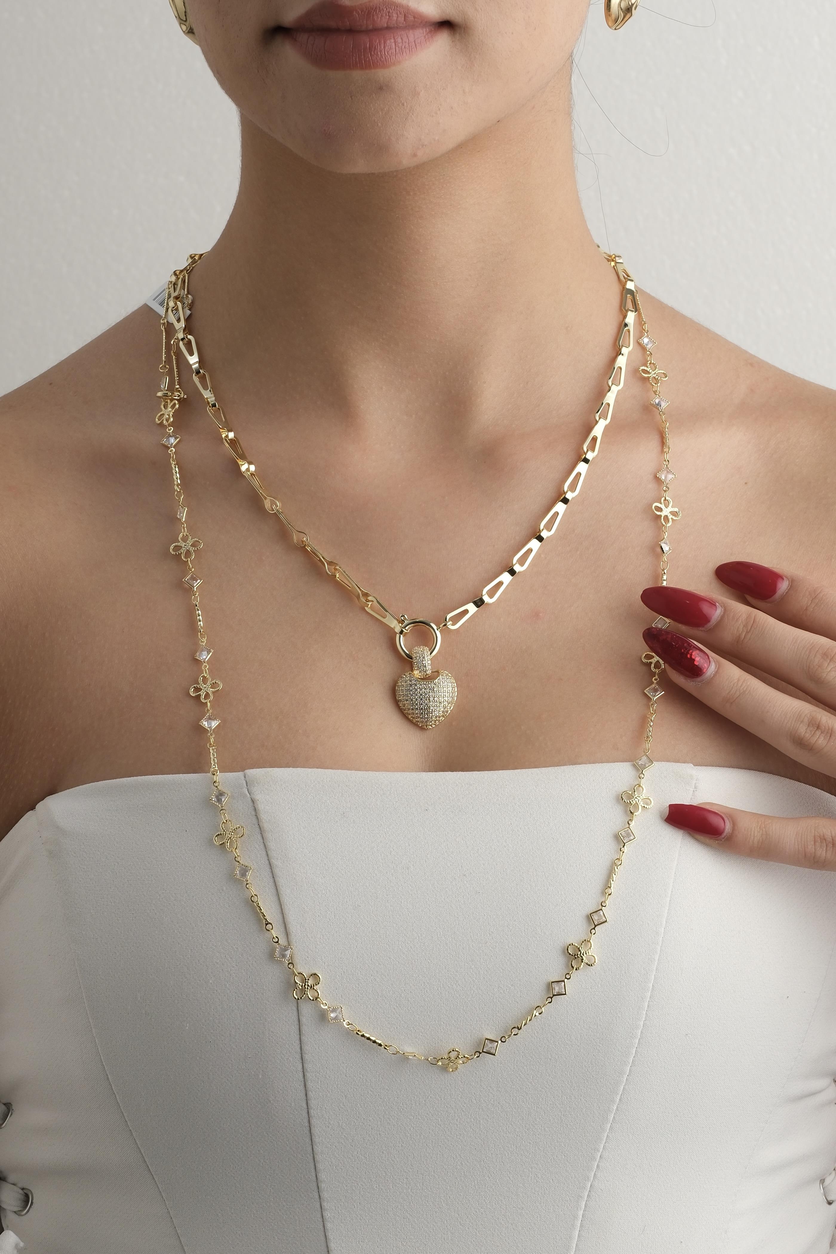 Zirkon Kalp Kolye Seti