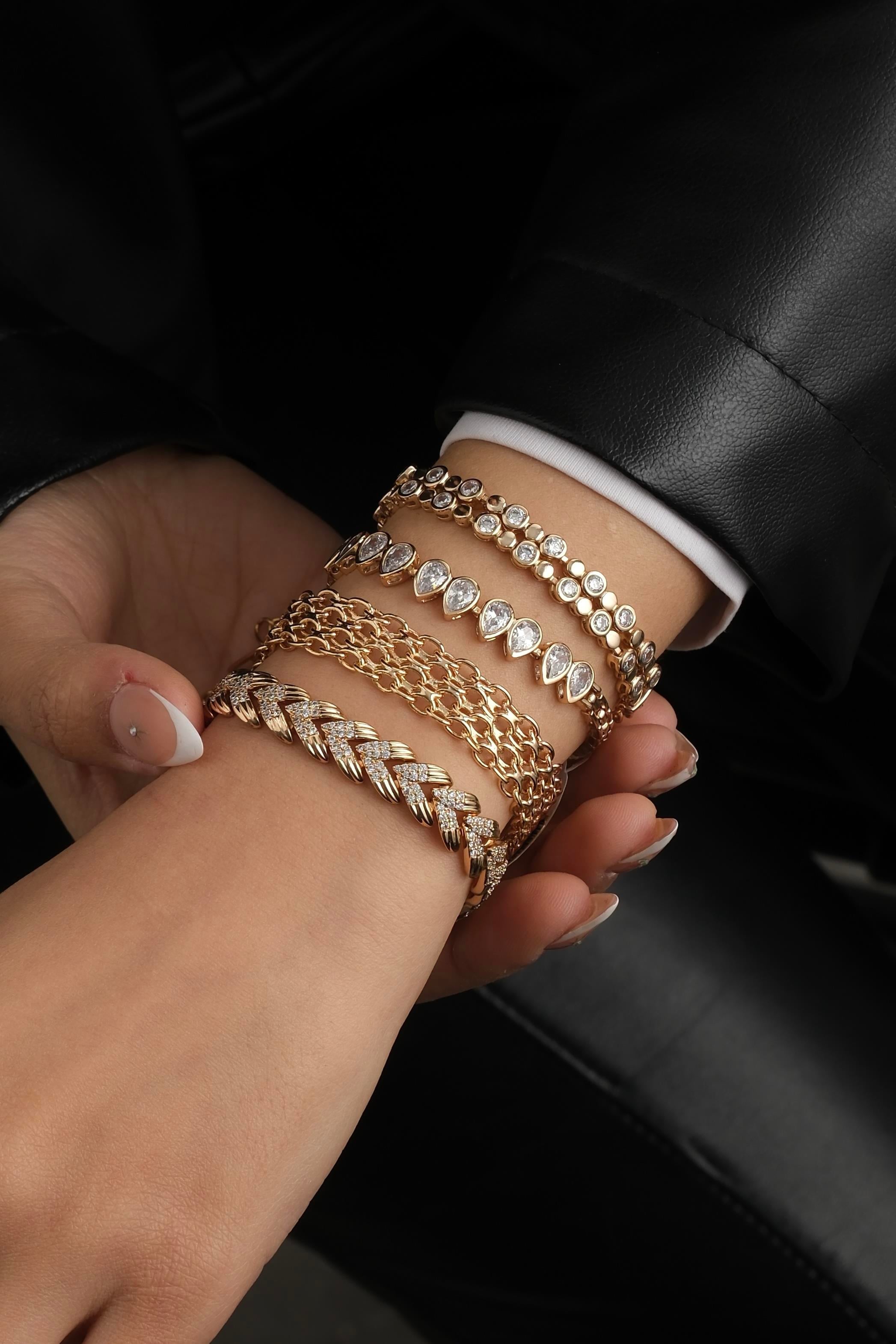 Zirkon Örgü Model Bileklik Seti