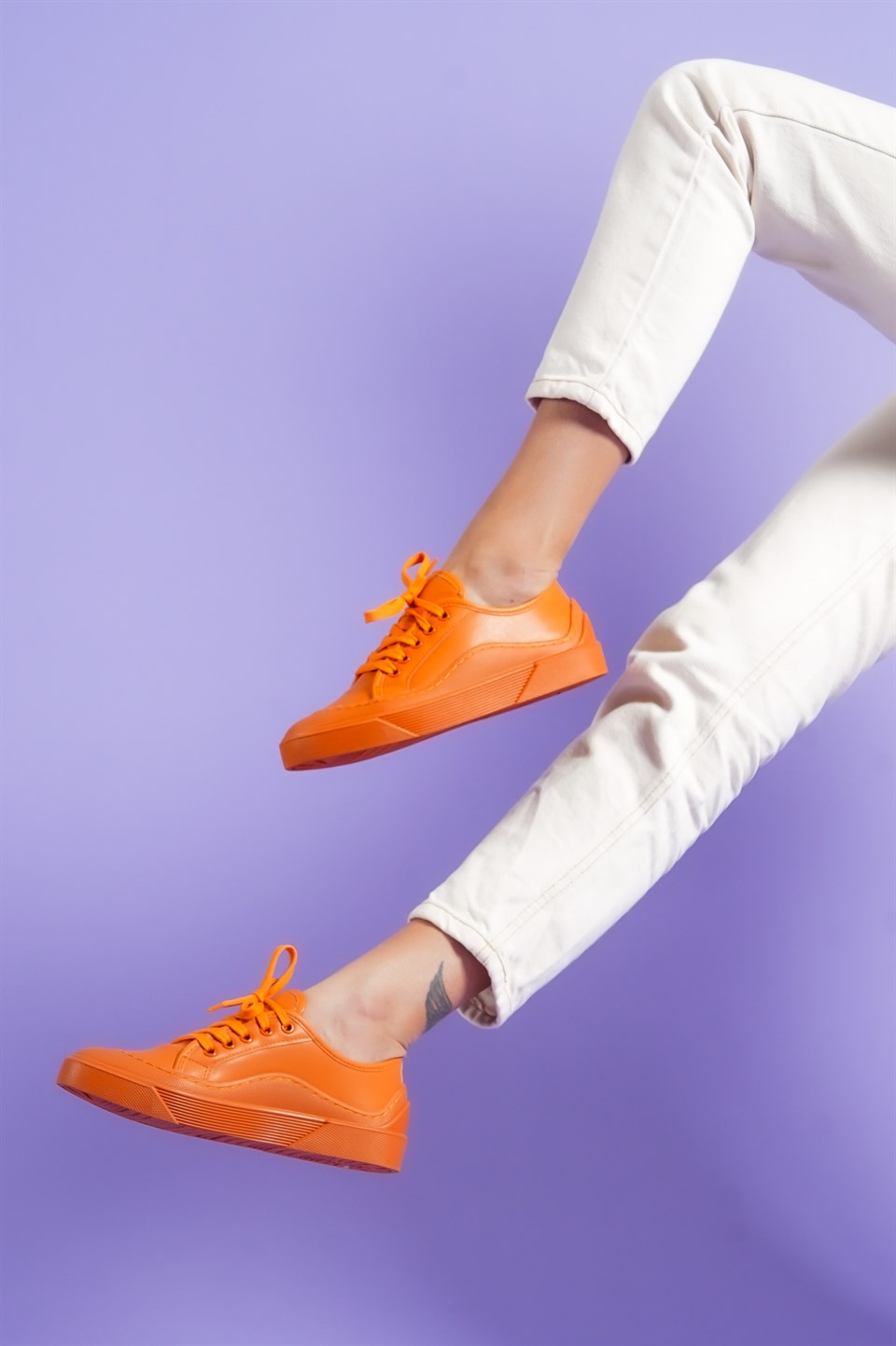 AYA'' Taban Detaylı Bağcıklı Turuncu Spor Ayakkabı - Penne Shoes