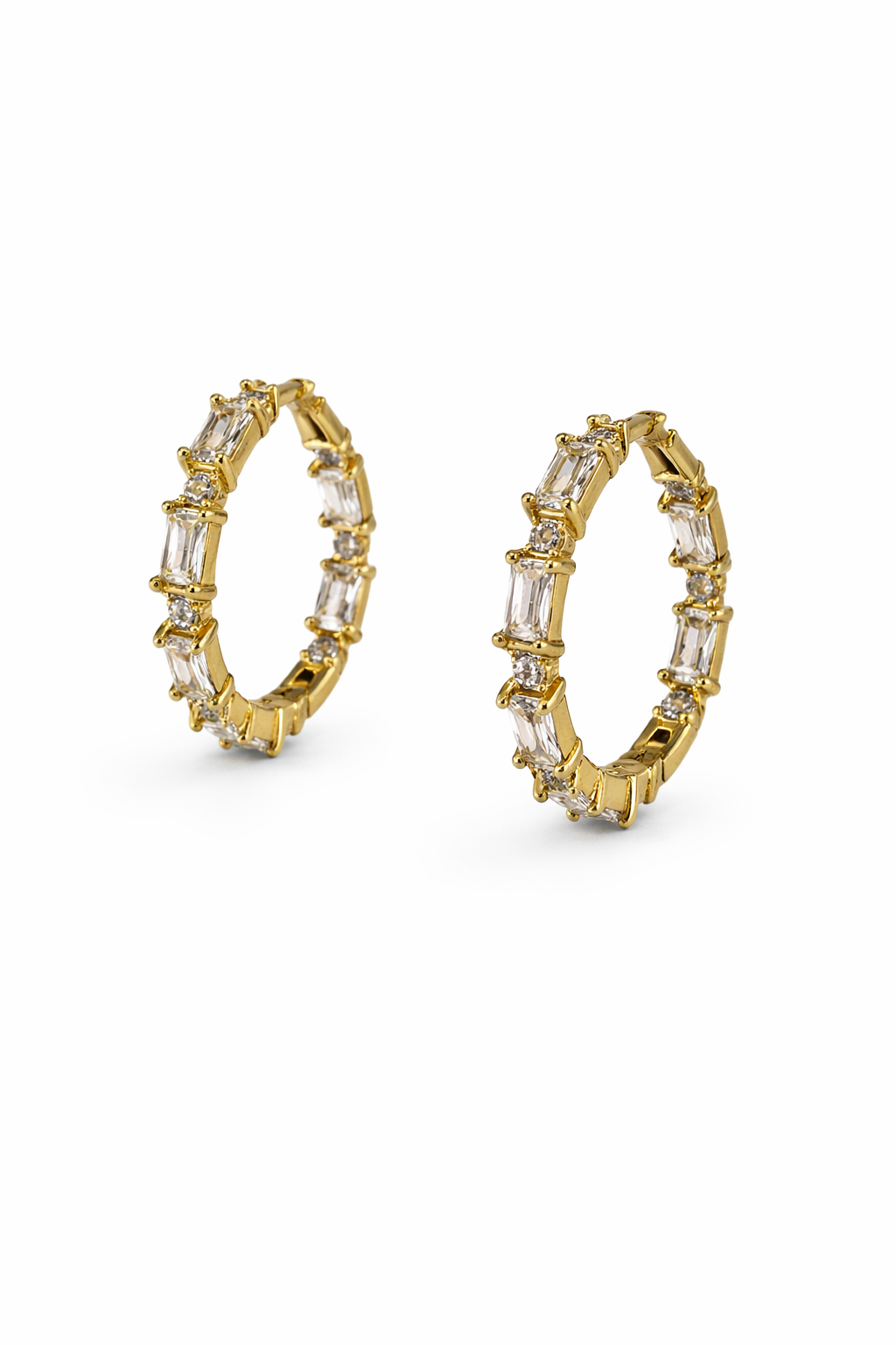 Baget Taşlı Halka Küpe