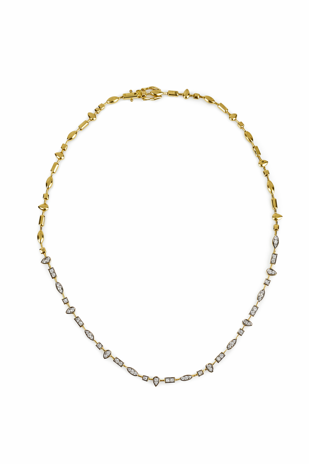 Geometrik Taşlı Gold Gümüş Kolye