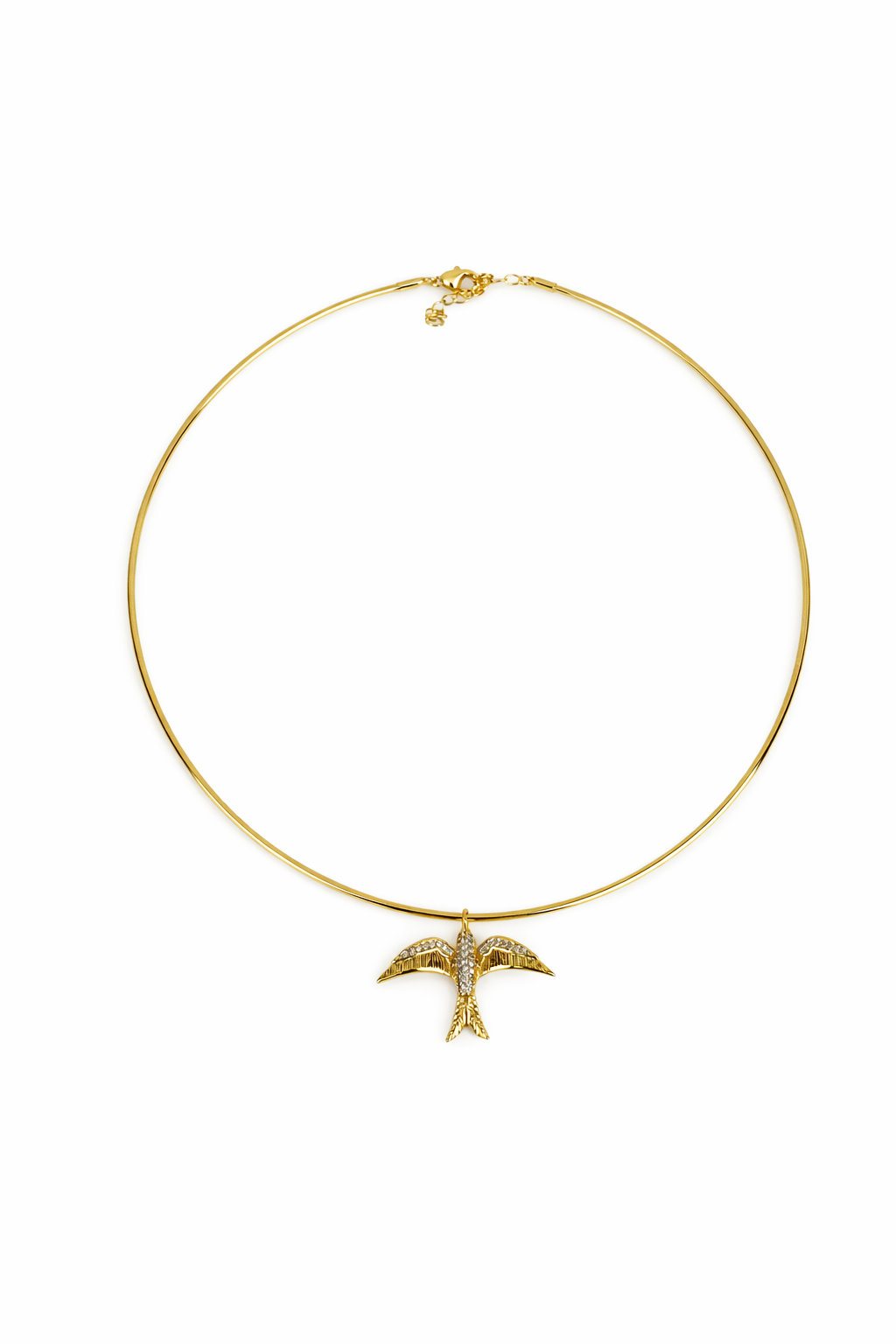 Kuş Figürlü Taş Detaylı Choker Kolye 