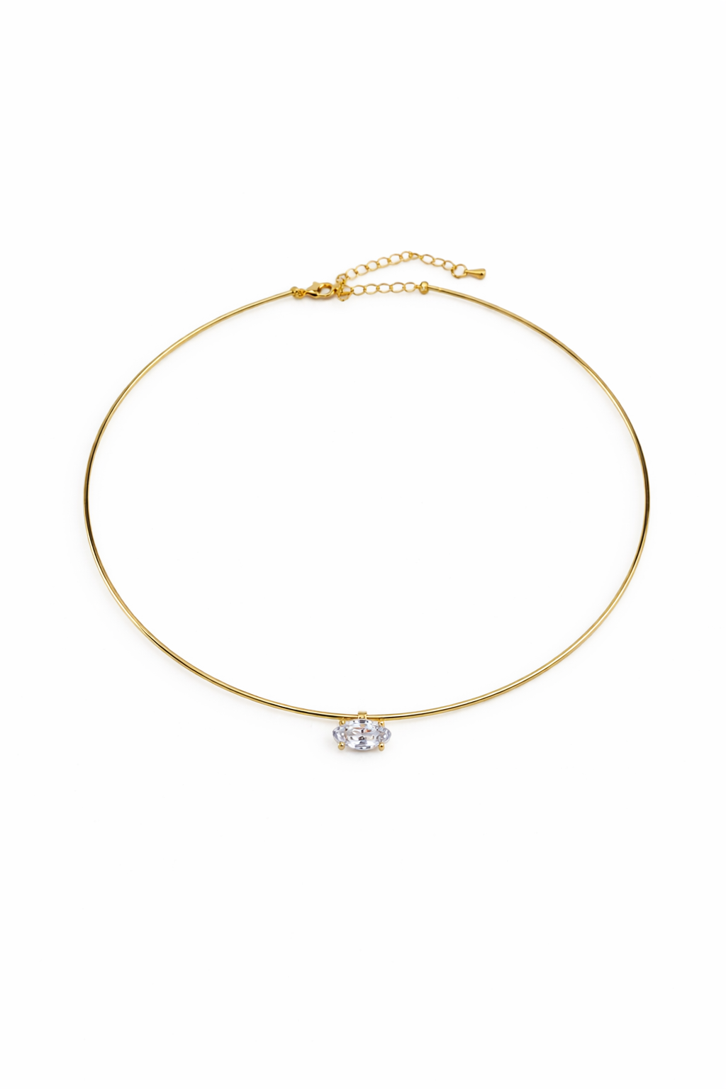 Oval Taşlı Choker Kolye 