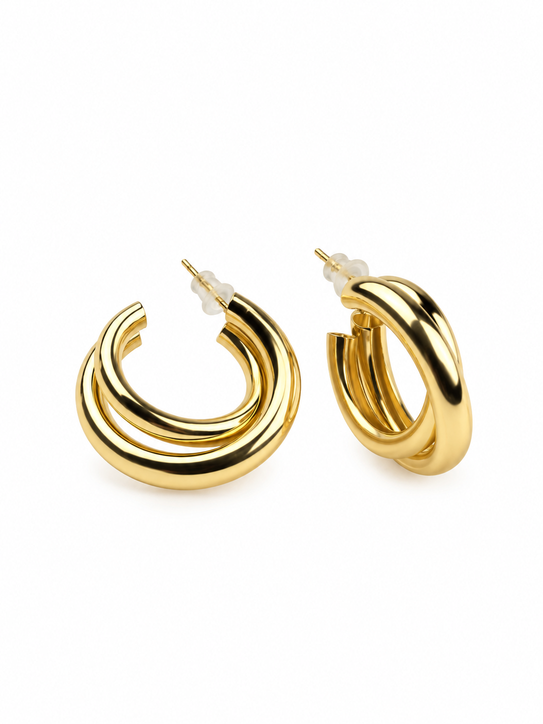Sarmal Boru Model Gold Yarım Halka Küpe