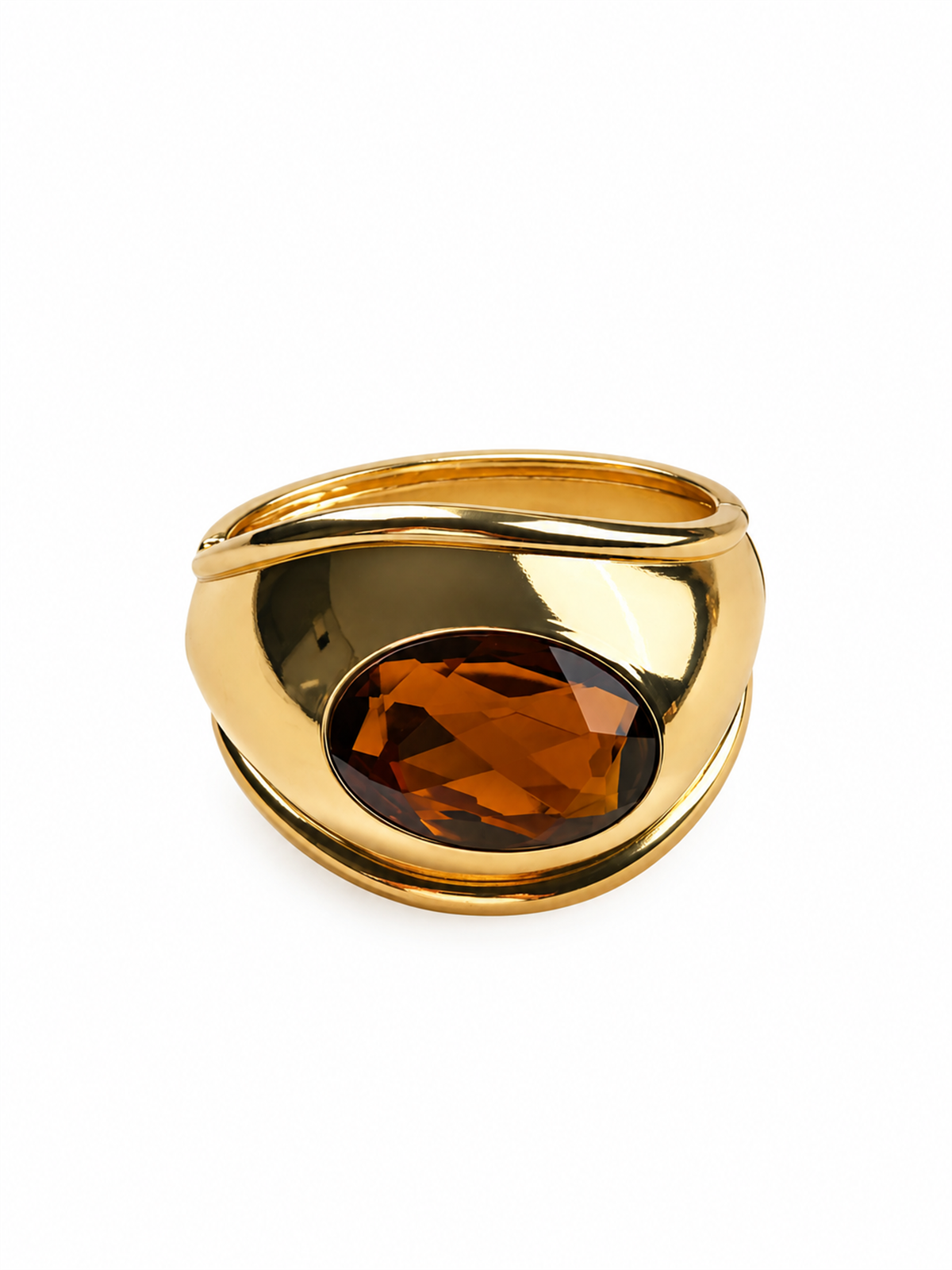 Akışkan Form Taşlı Gold Kelepçe Bileklik