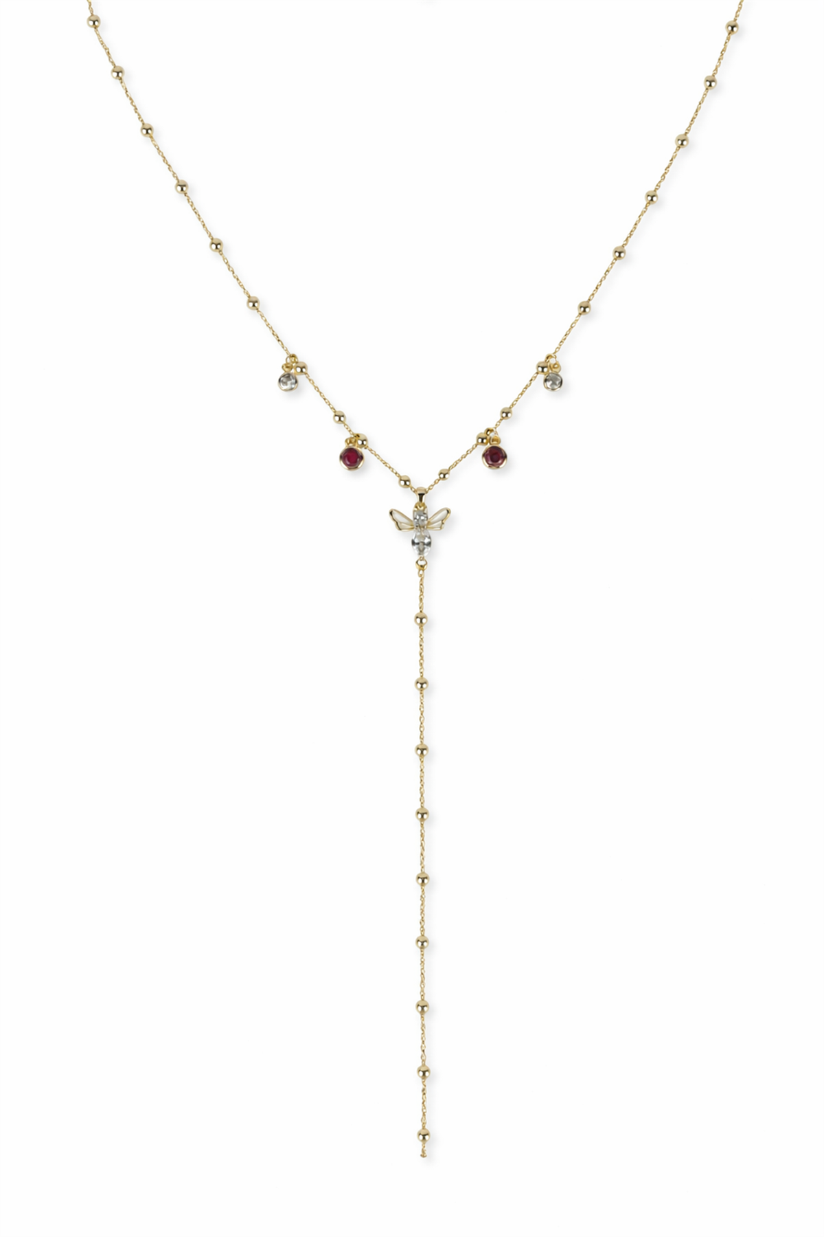 Arı Figürlü Taş Detaylı Y Kolye