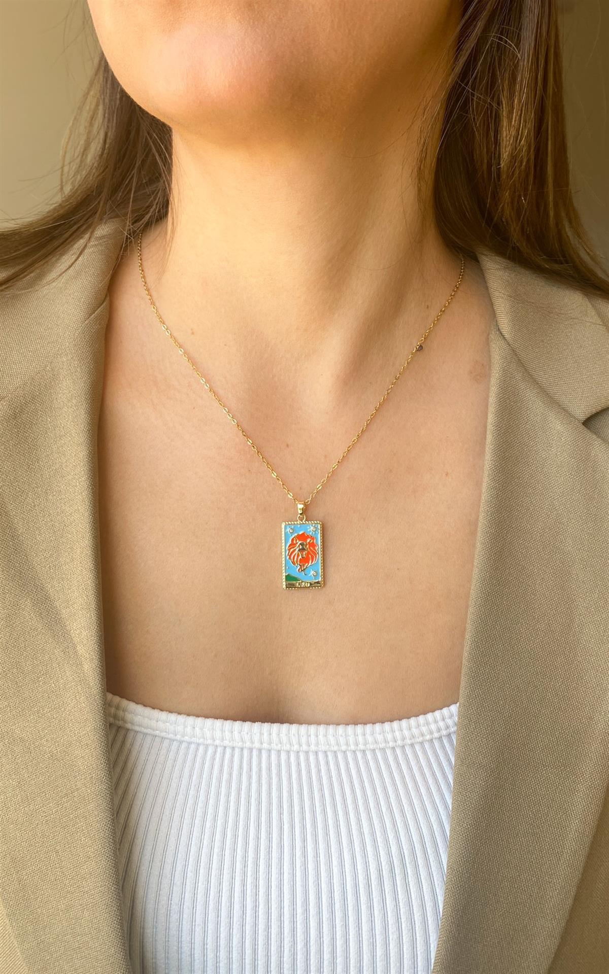 Aslan Burç Gold Çelik Kolye