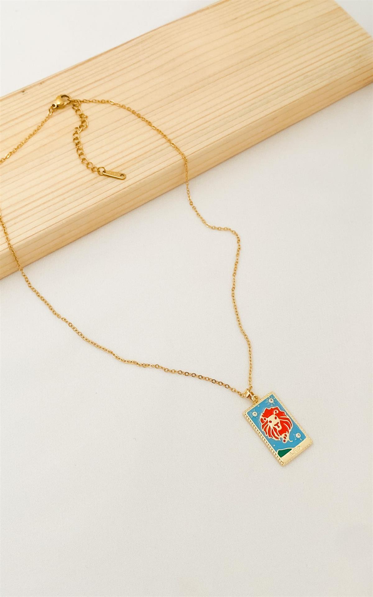 Aslan Burç Gold Çelik Kolye