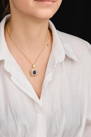 Baget Taşlı 38cm Gold Çelik Kolye