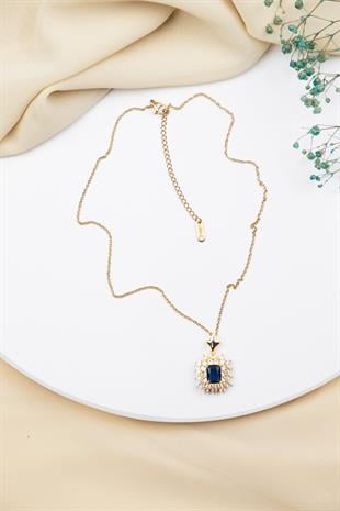 Baget Taşlı 38cm Gold Çelik Kolye