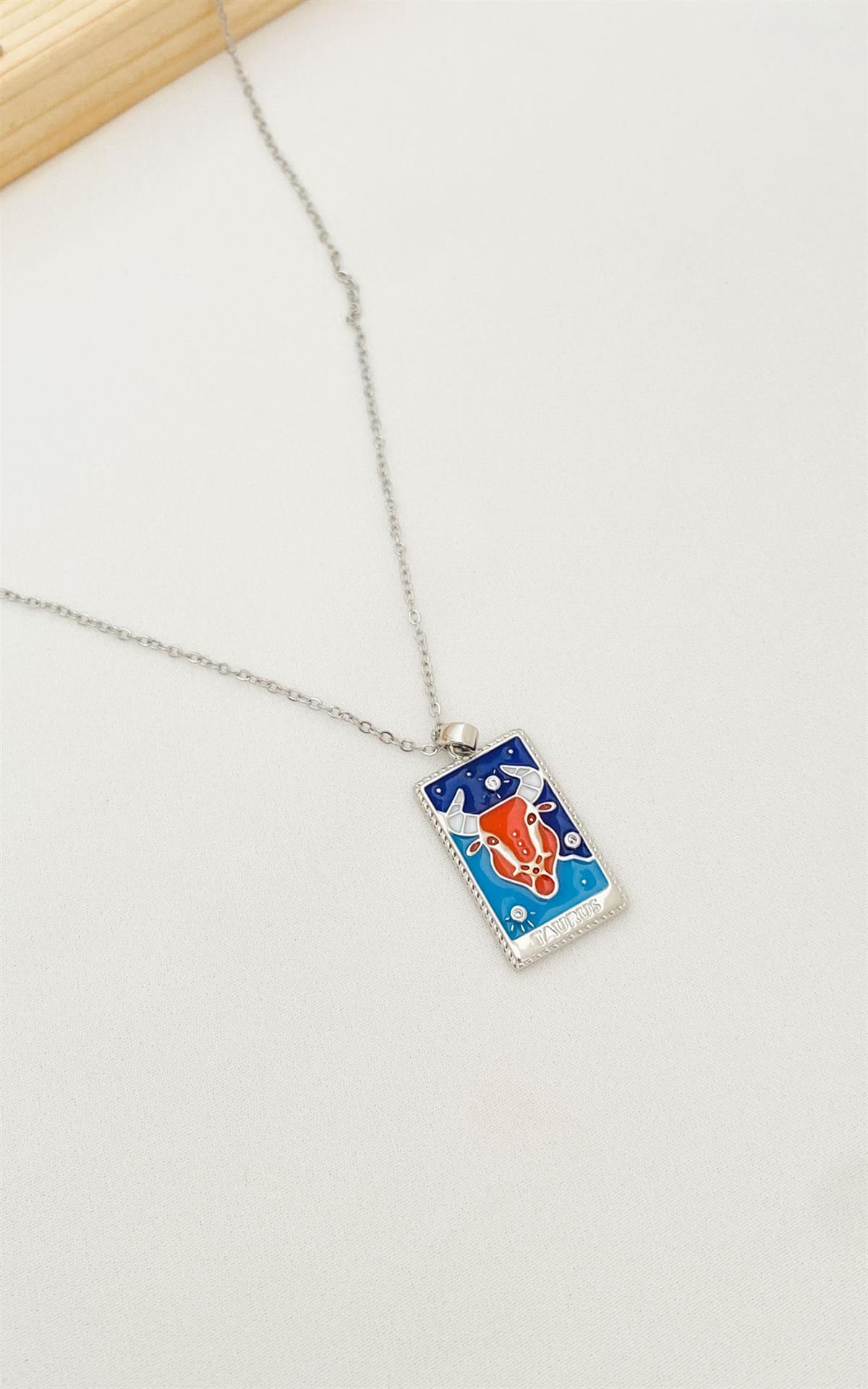 Boğa Burç Gümüş Çelik Kolye