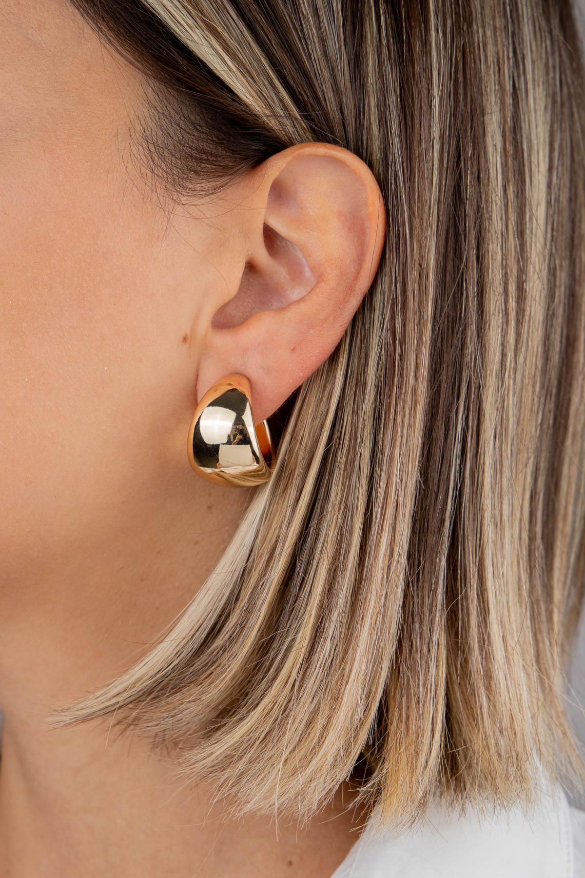 Bombeli Gold Halka Küpe