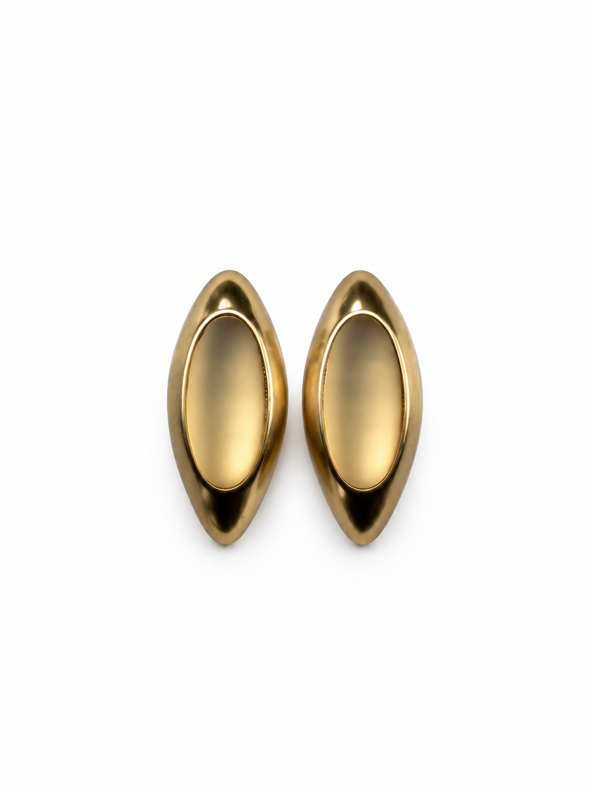 Bombeli Oval Mat Gold Küpe