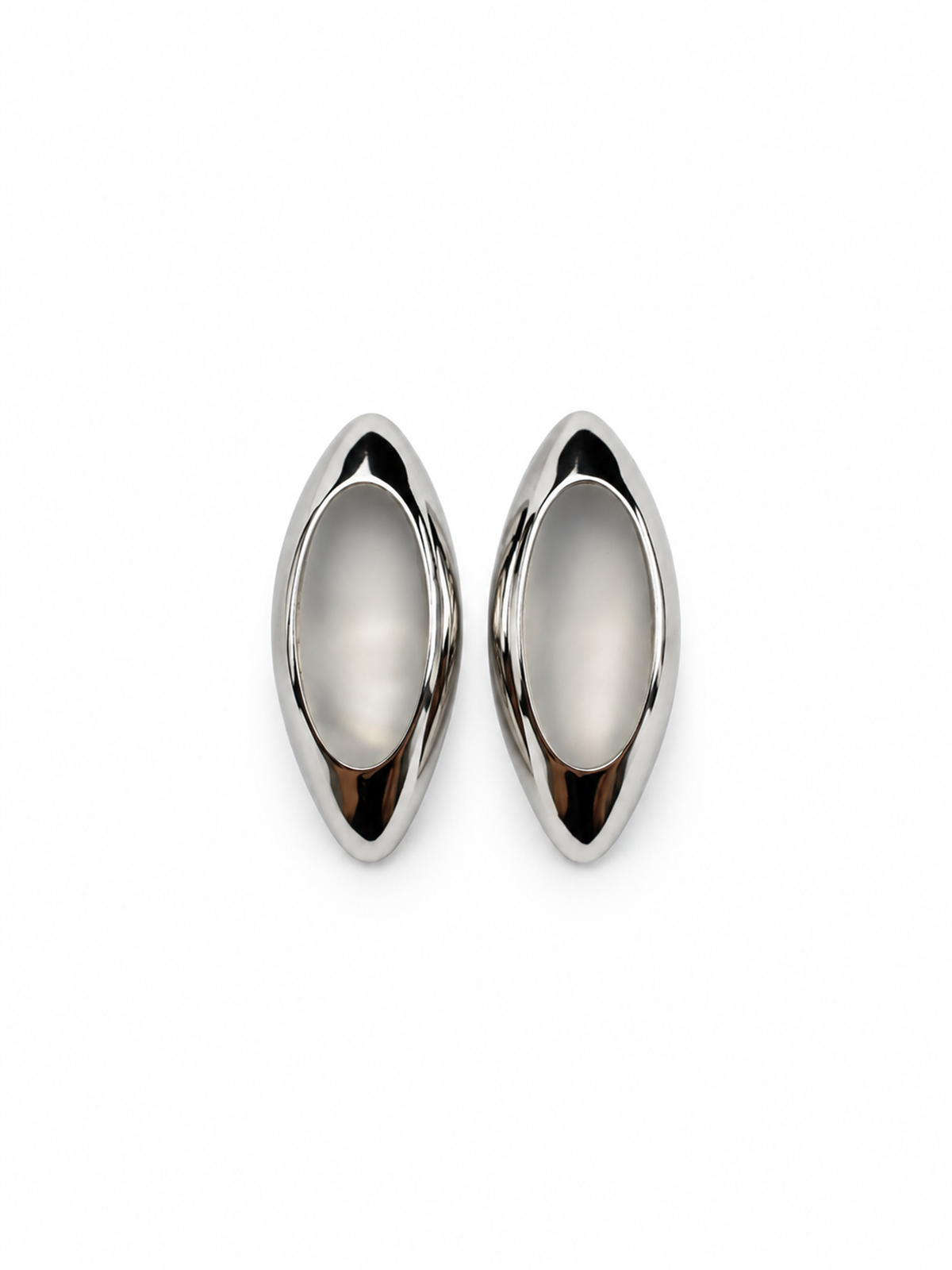 Bombeli Oval Silver Küpe