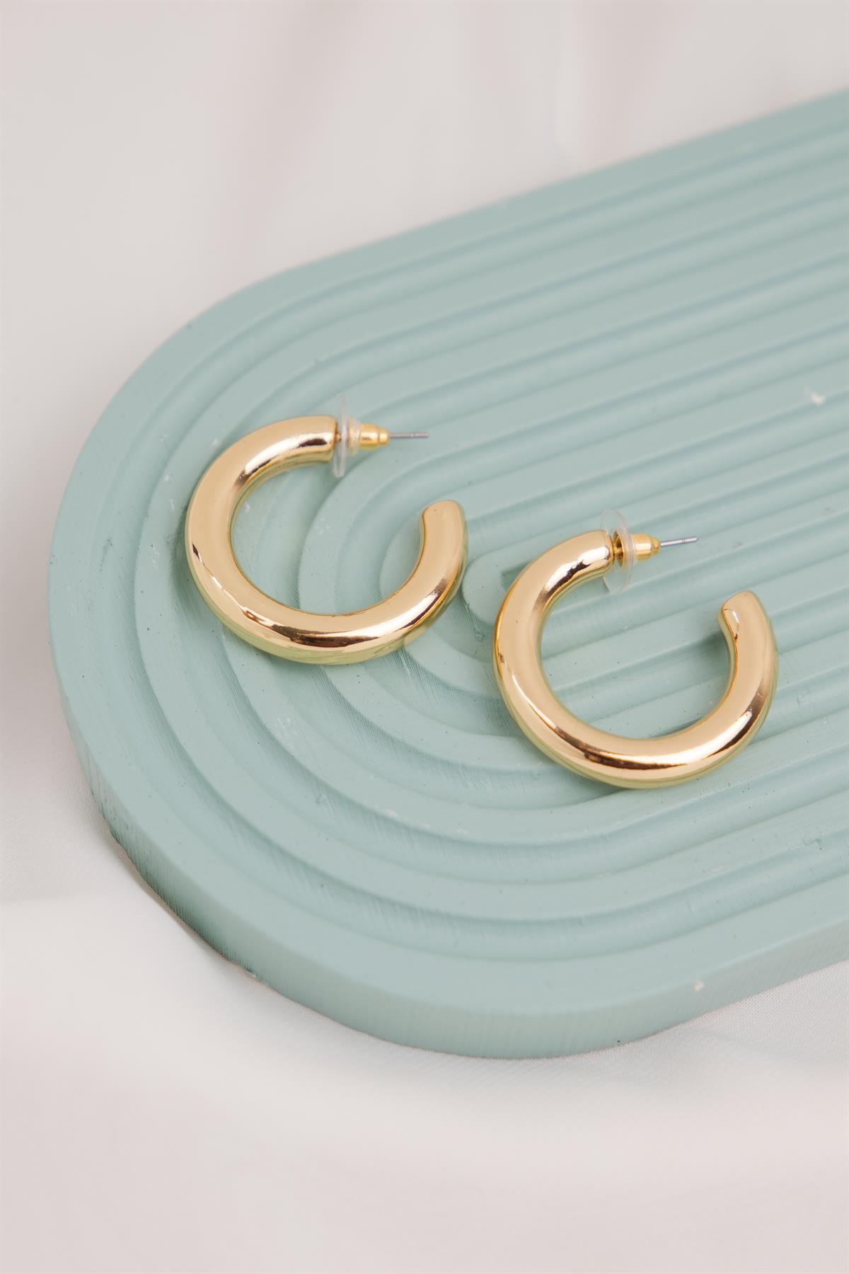 Boru Gold Yarım Halka Küpe