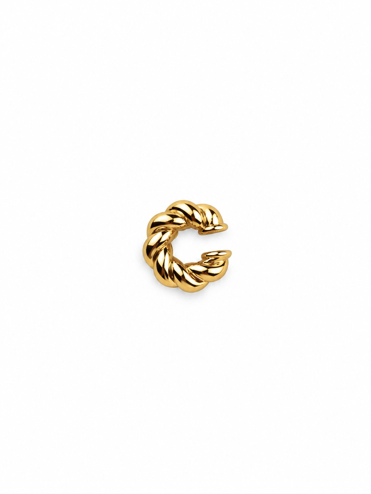 Burgu Formlu Kalın Gold Ear Cuff Küpe