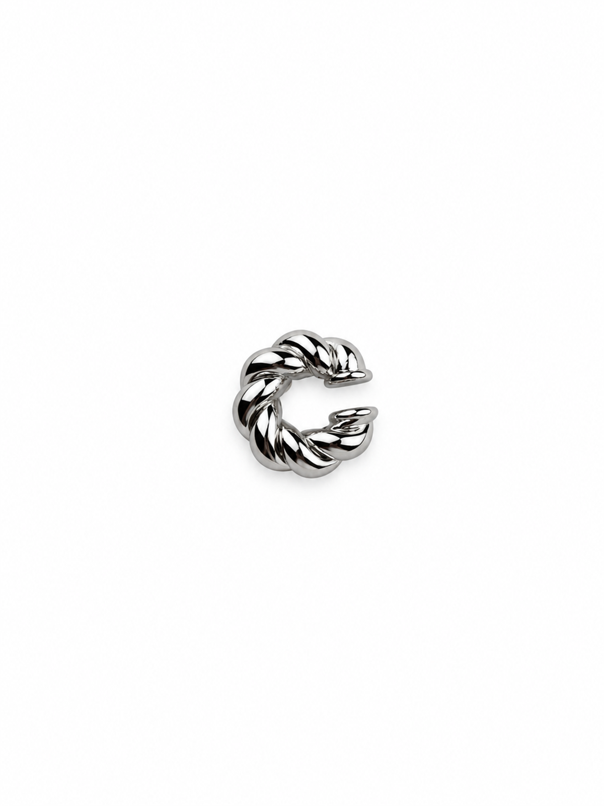 Burgu Formlu Kalın Silver Ear Cuff Küpe