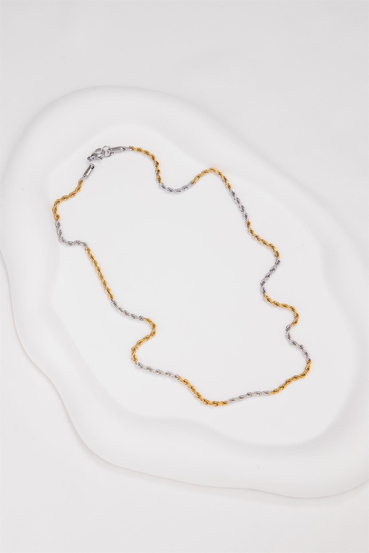 Burgu Gold Gümüş 42cm Çelik Kolye