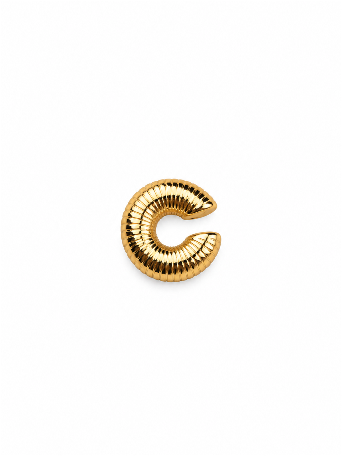 Çizgili Dokulu Kalın Gold Ear Cuff Küpe