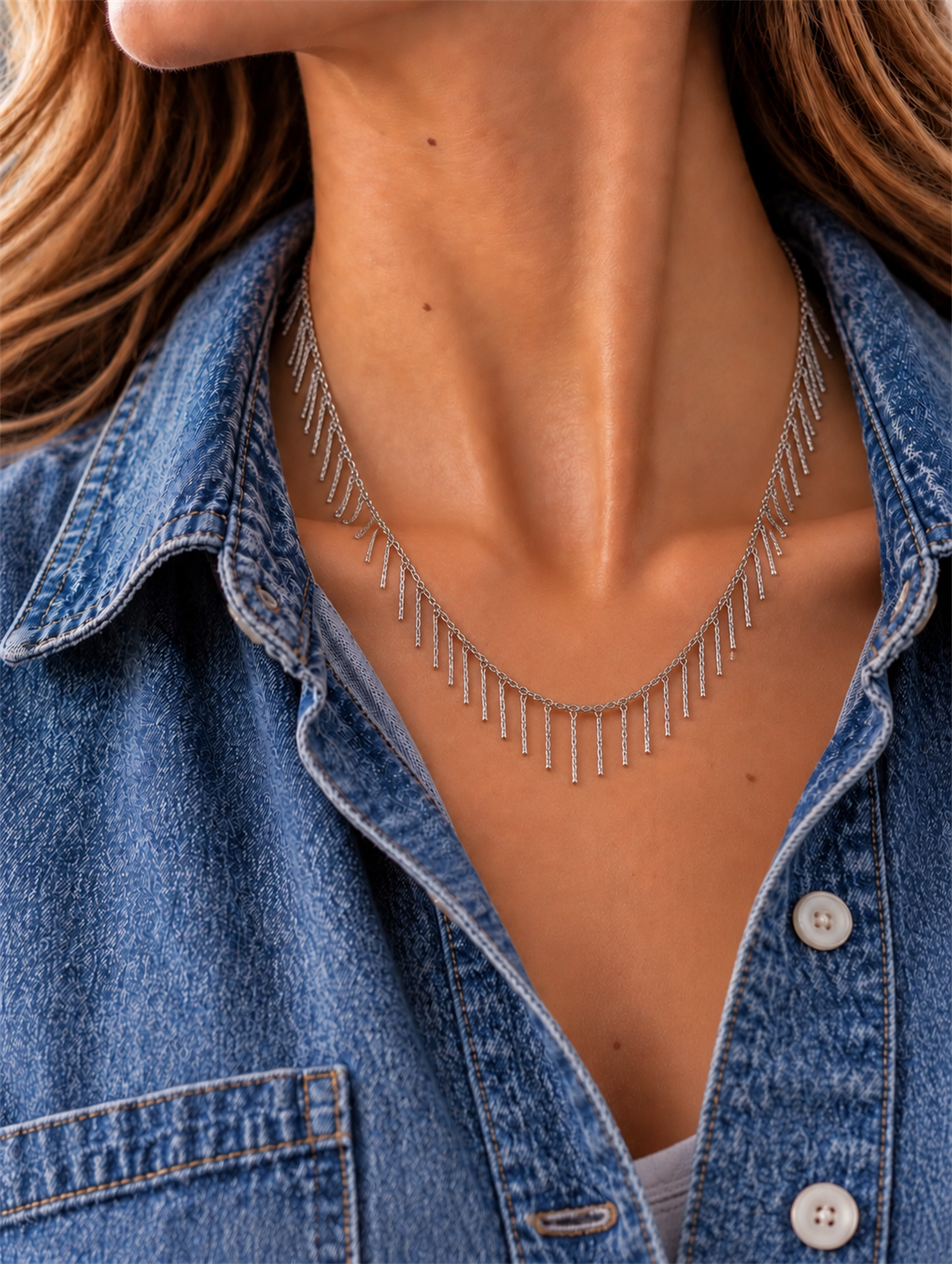 Çubuk Sıralı Silver Kolye