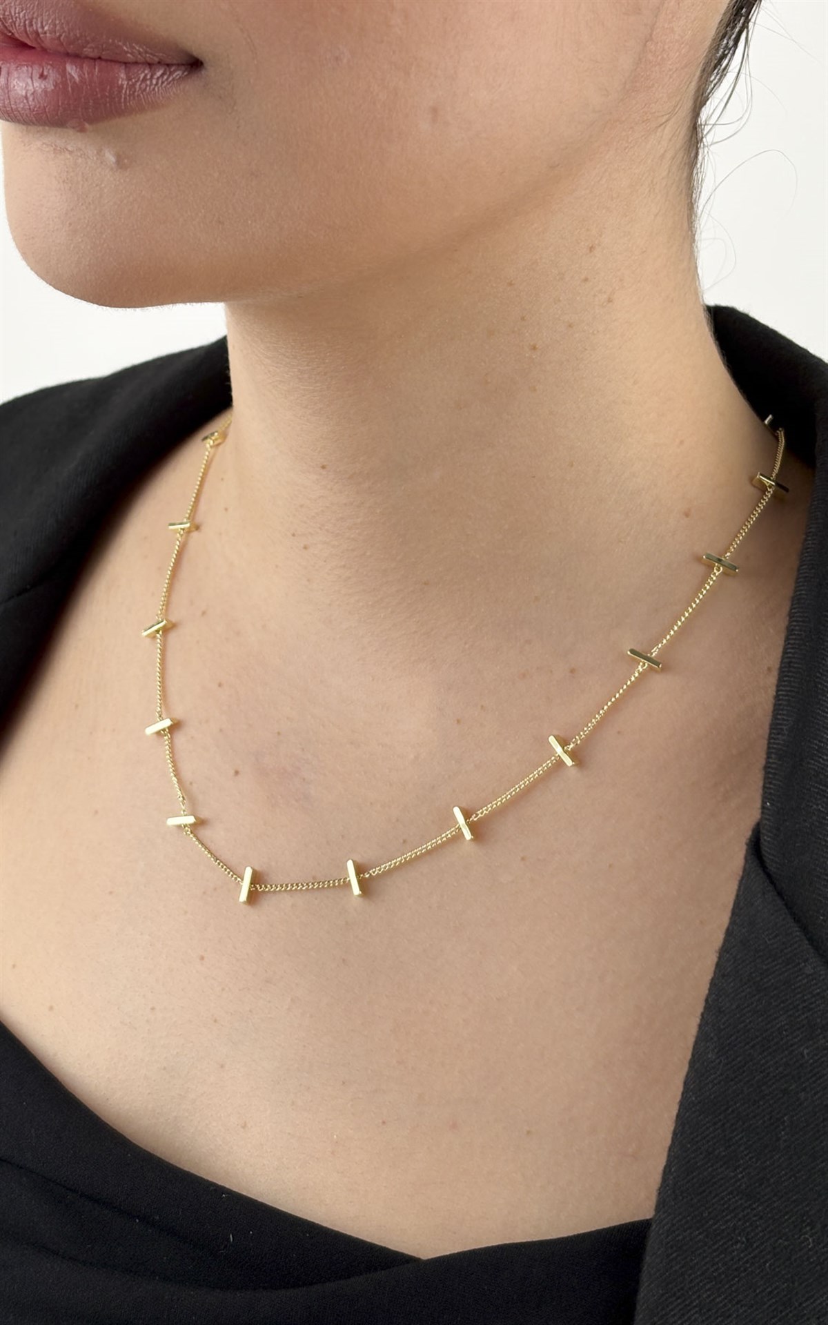 Çubuk Sıralı Zincir Kolye