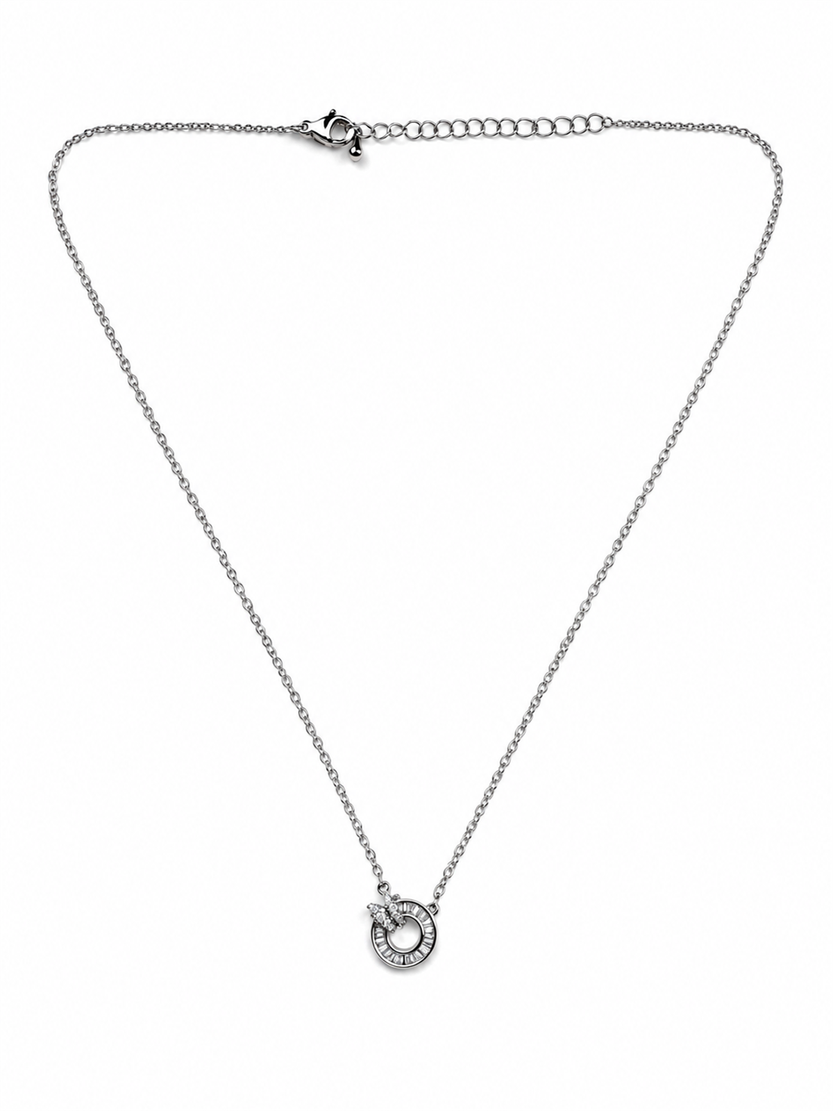 Daire Formlu Baget Taşlı Silver Kolye