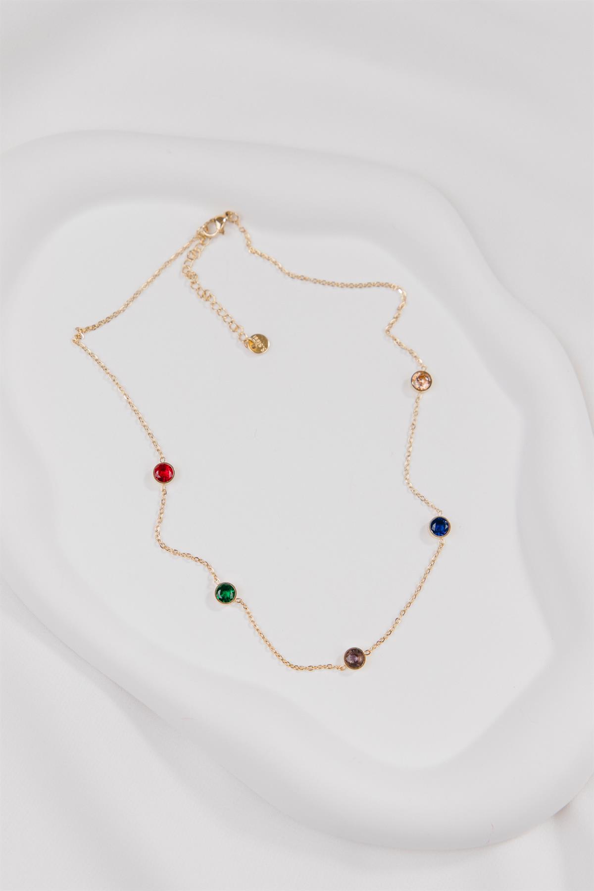 Daire Sıralı Gold Çelik Kolye