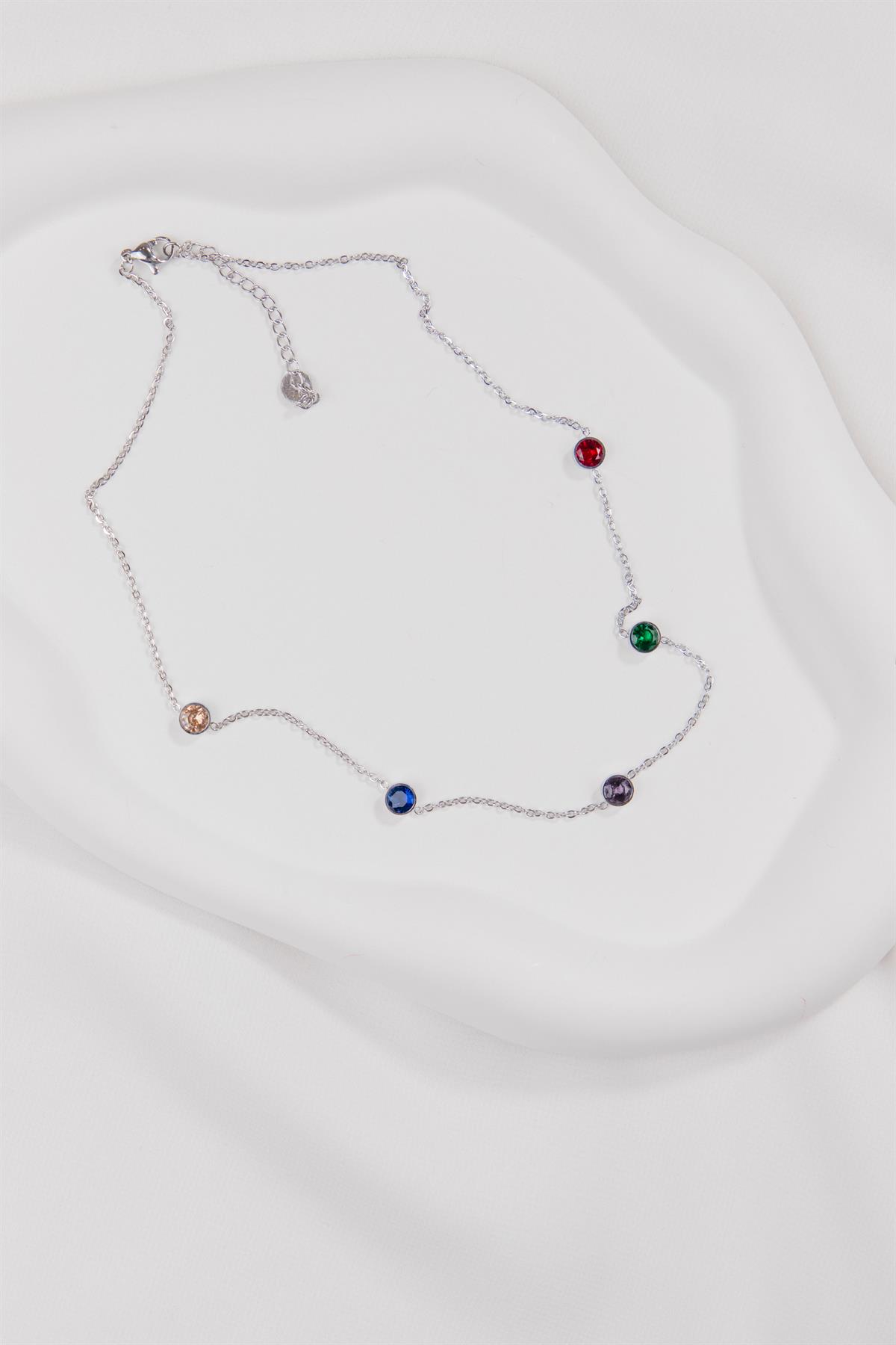 Daire Sıralı Gümüş Çelik Kolye