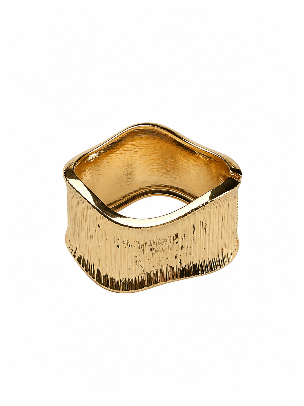 Dalga Form Dokulu Gold Kelepçe Bileklik