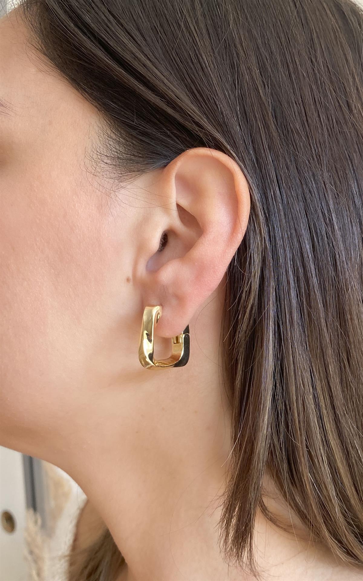 Dalga Formlu Gold Halka Küpe