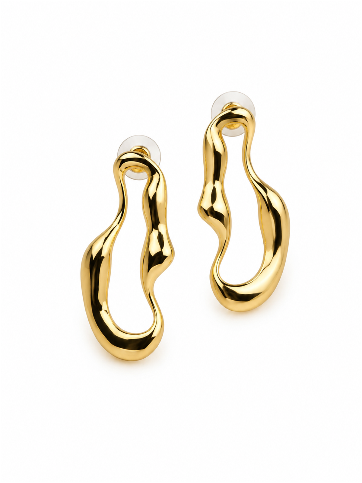 Dalga Formlu Gold Küpe