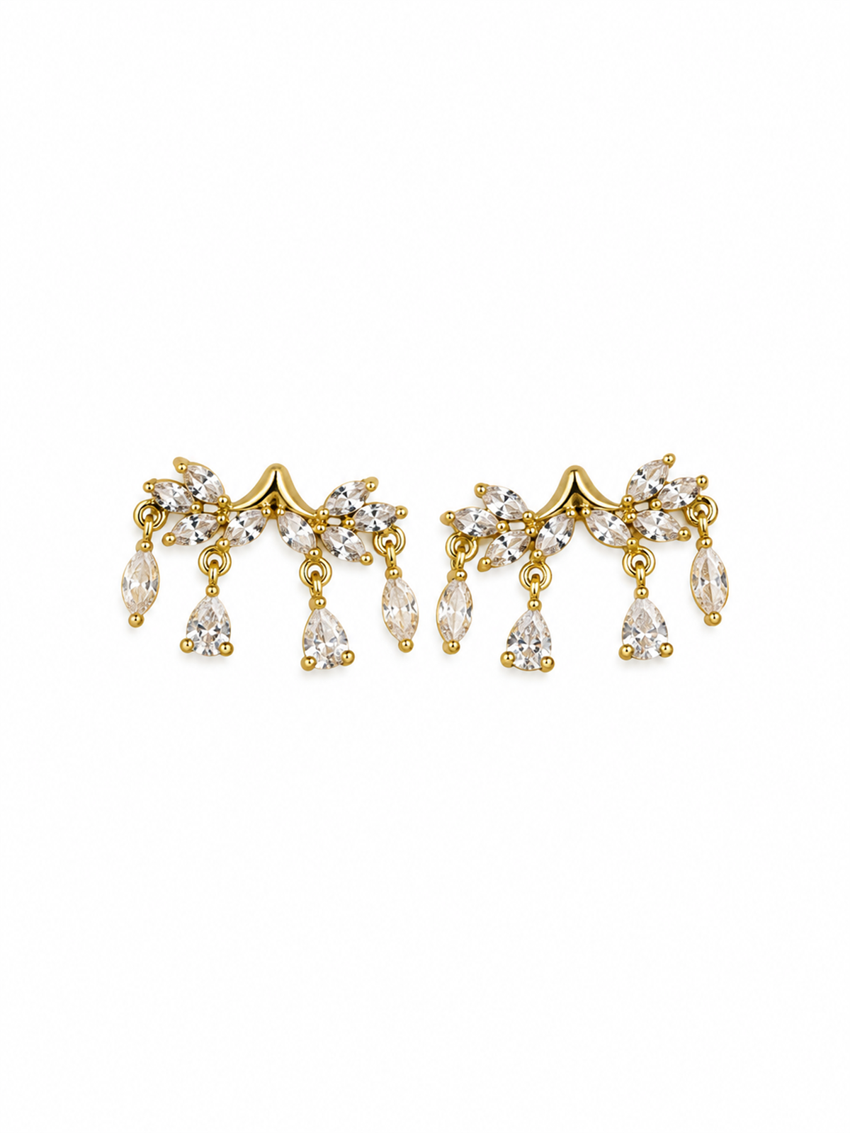 Damla Taşlı Gold Küpe