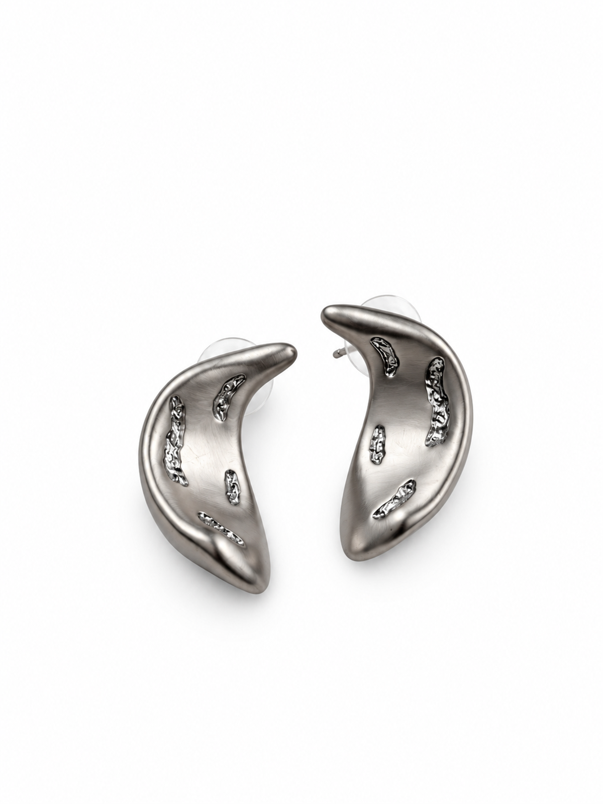 Dokulu Damla Formlu Silver Küpe