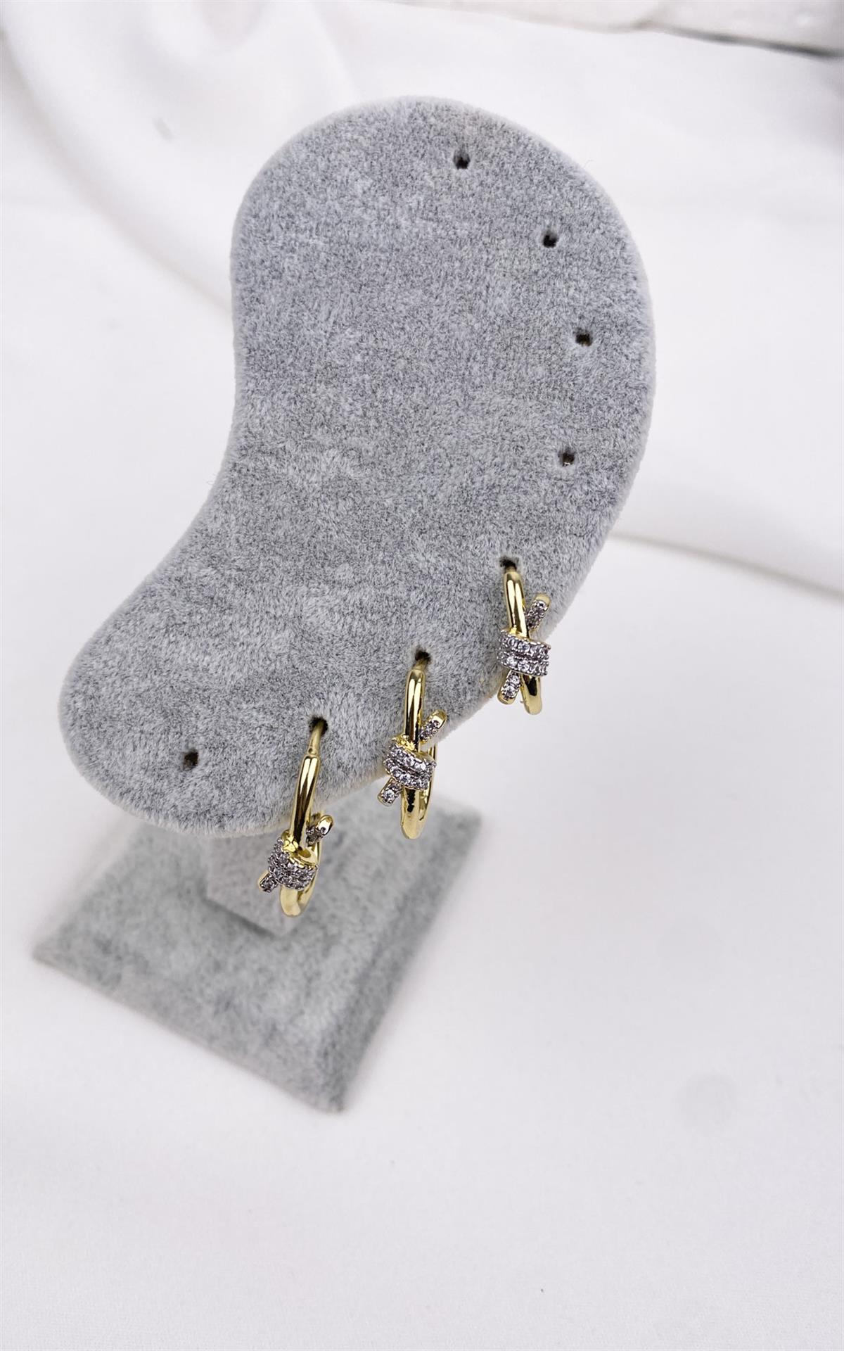 Düğüm Detaylı Gold Gümüş Set Halka Küpe