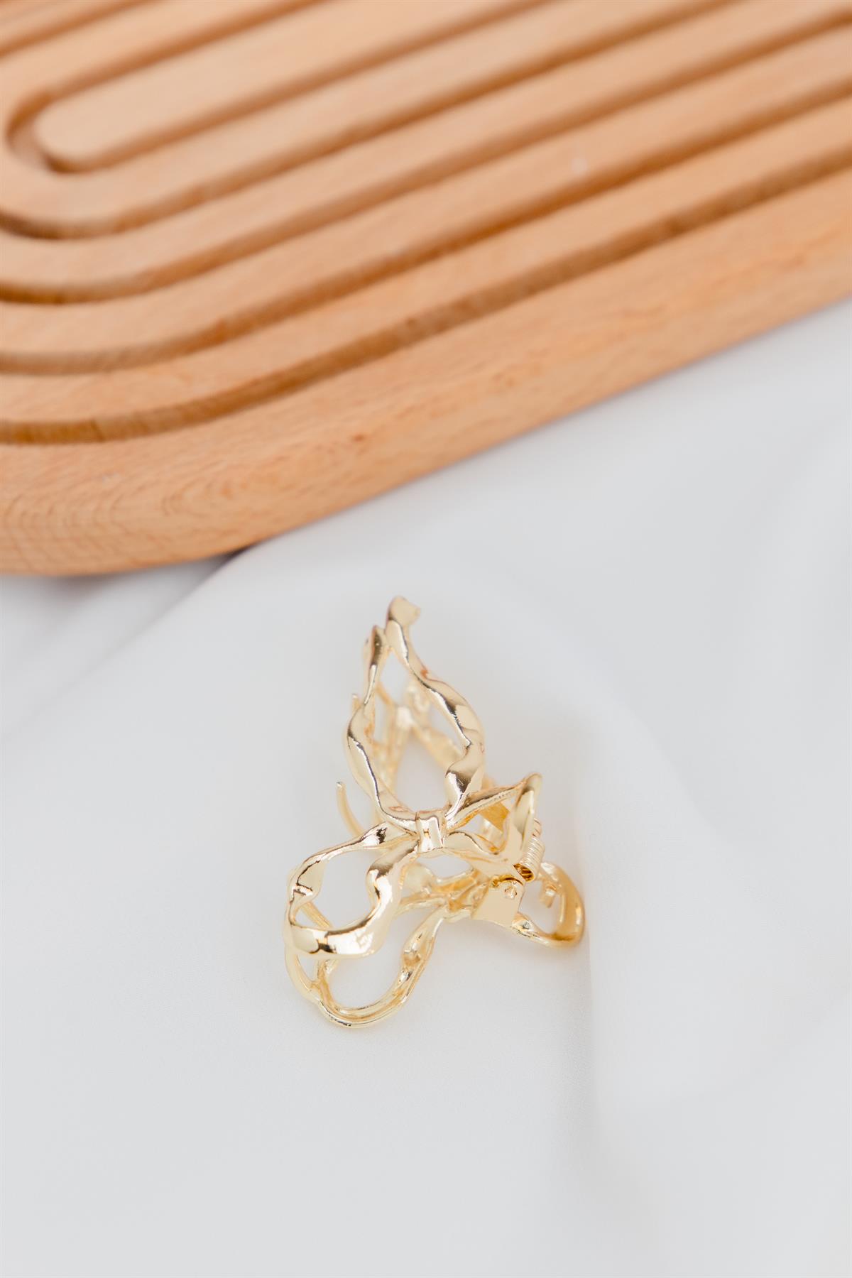 Fiyonk Figürlü Dokulu Metal Gold Mandal Toka