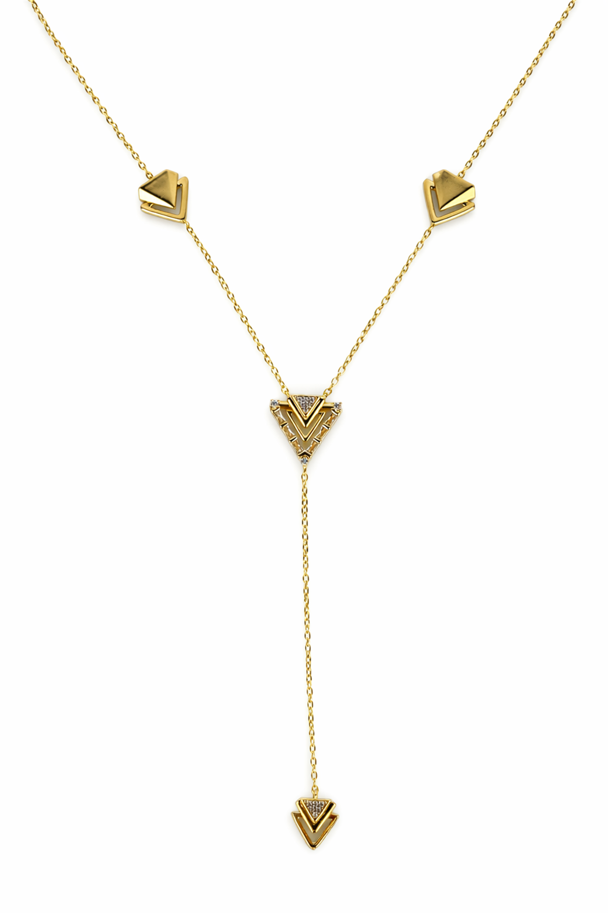 Geometrik Figürlü Taşlı Y Kolye