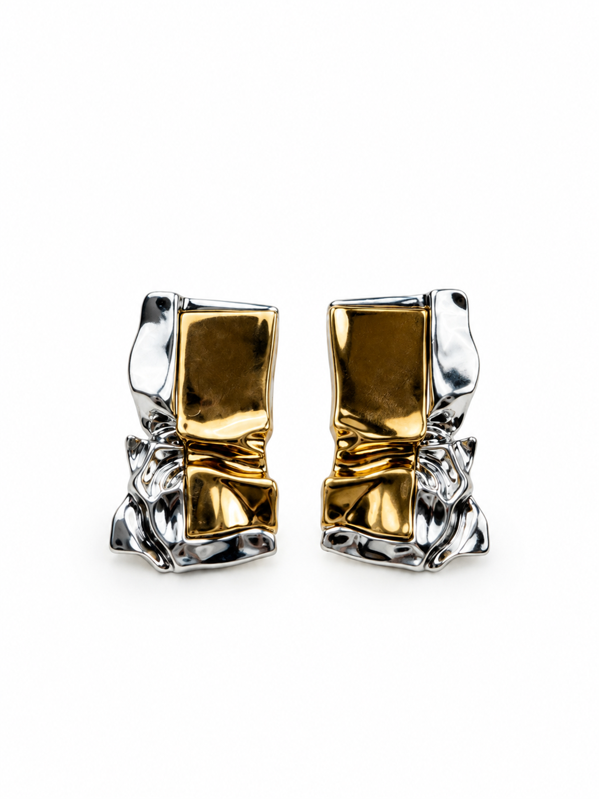 Geometrik Formlu Gold Silver Küpe