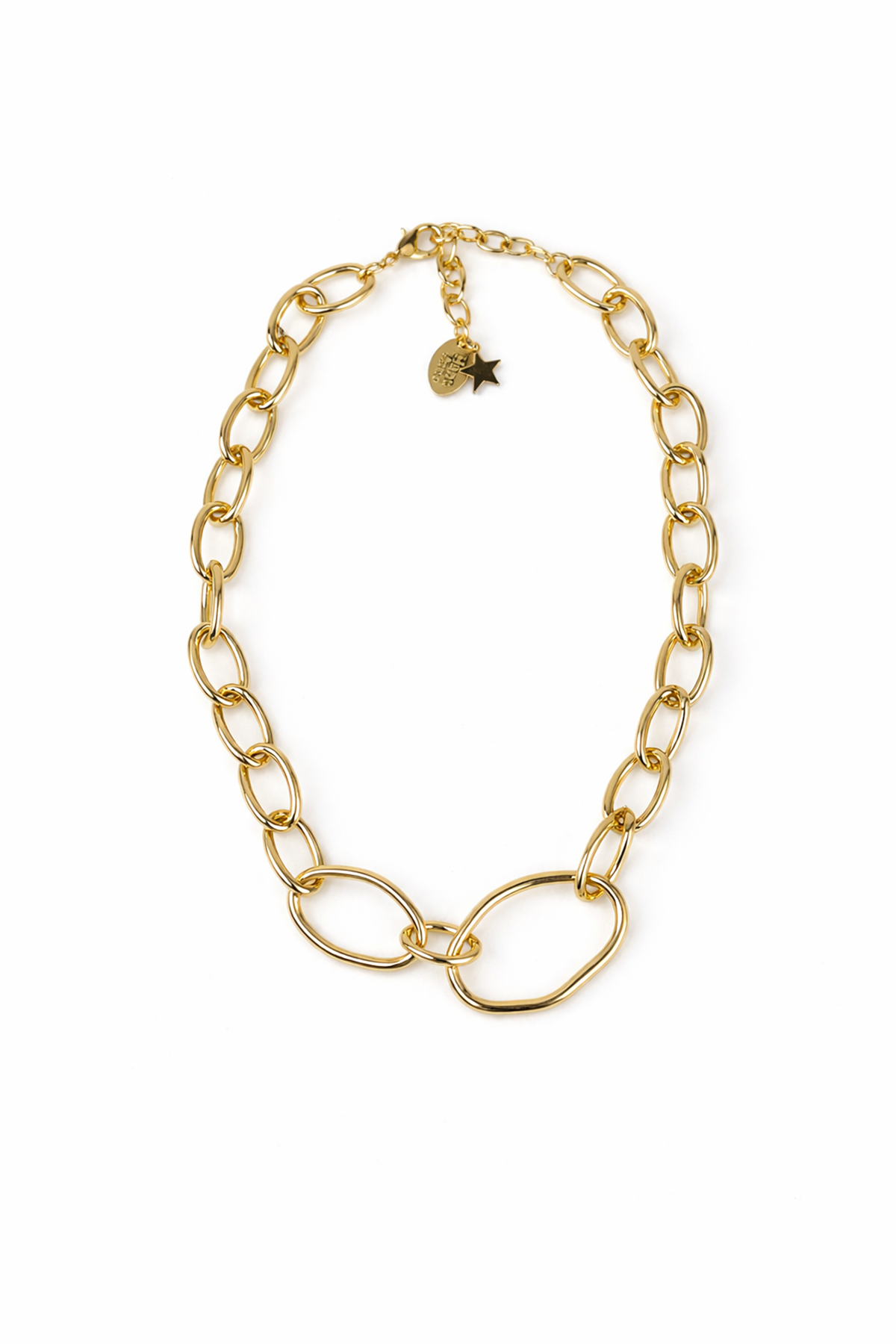 Geometrik Formlu Gold Zincir Kolye