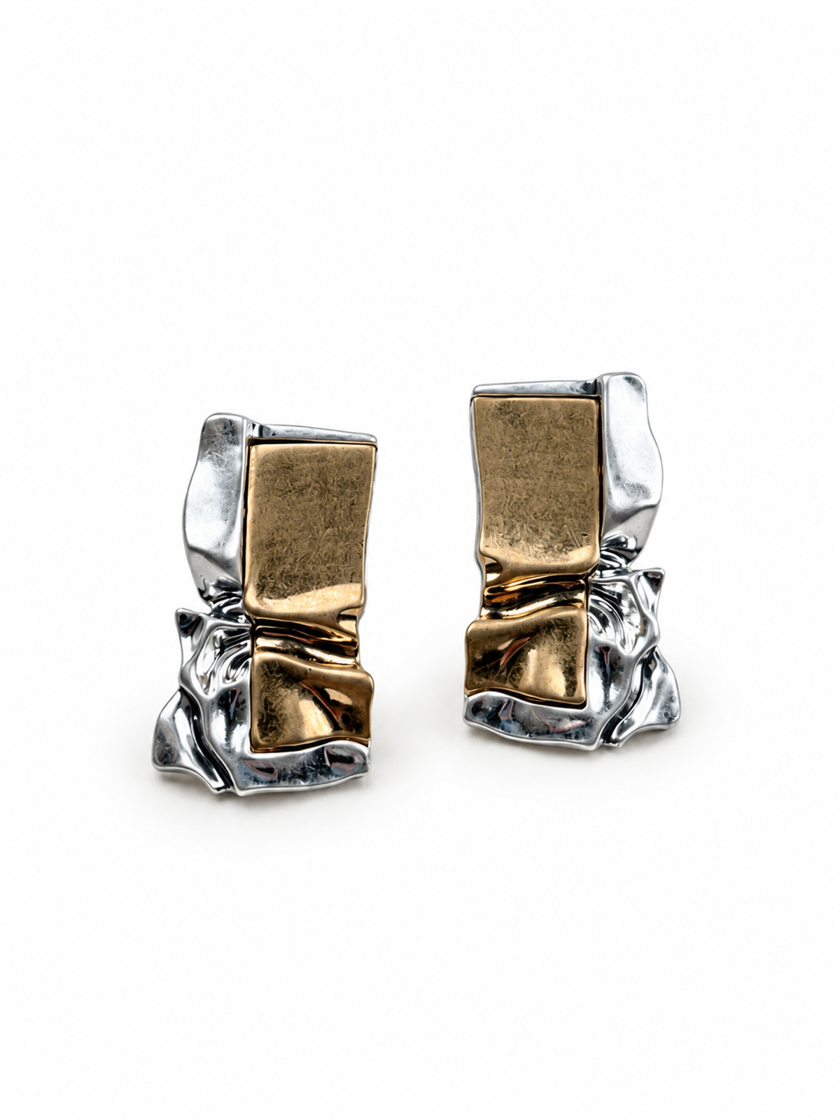 Geometrik Formlu Mat Gold Silver Küpe