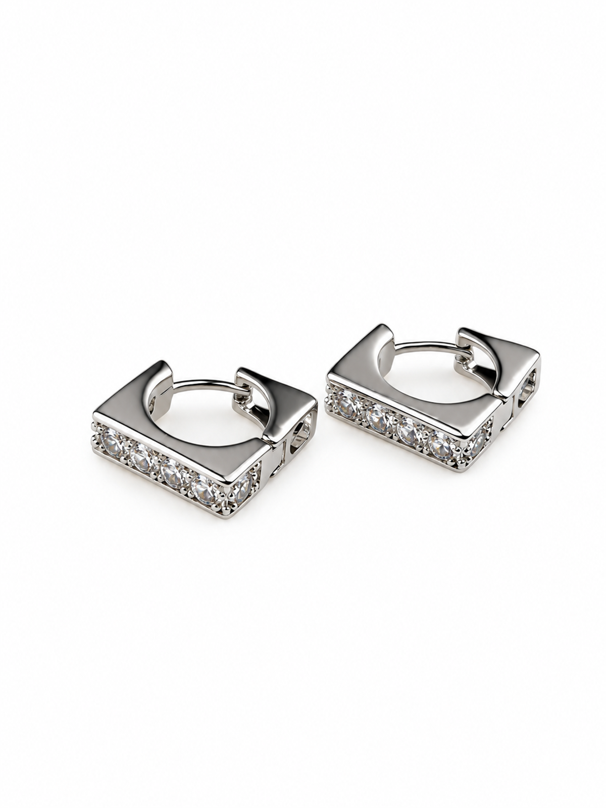 Geometrik Formlu Zirkon Taşlı Silver Halka Küpe