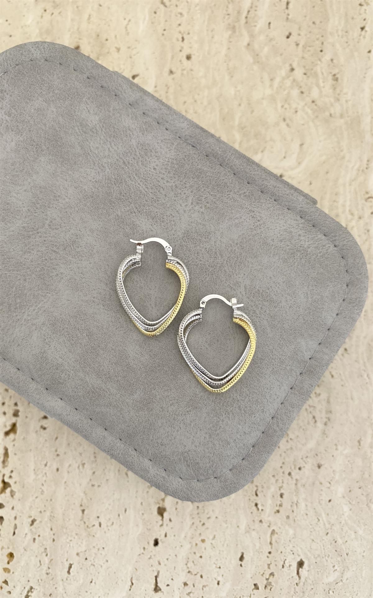 Geometrik Gold Gümüş Halka Küpe