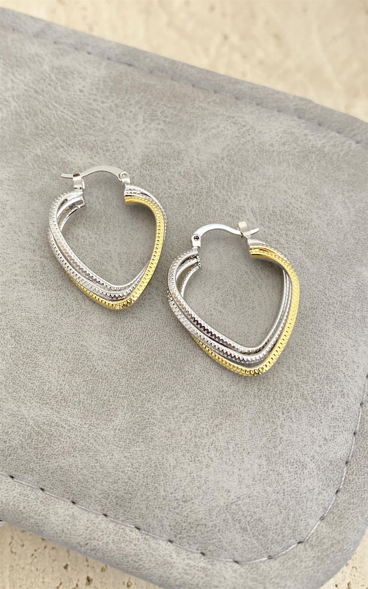 Geometrik Gold Gümüş Halka Küpe