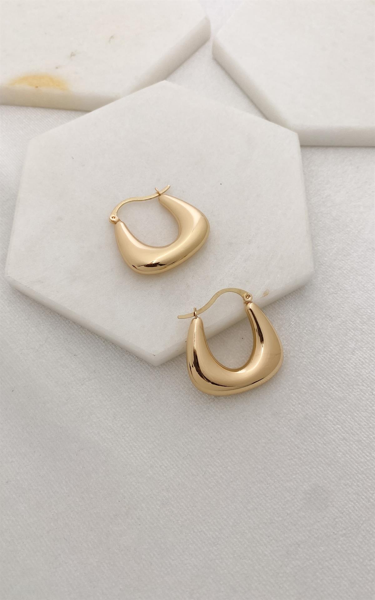 Geometrik Gold Halka Küpe