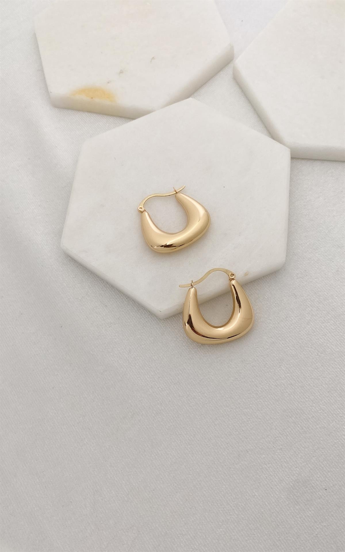 Geometrik Gold Halka Küpe