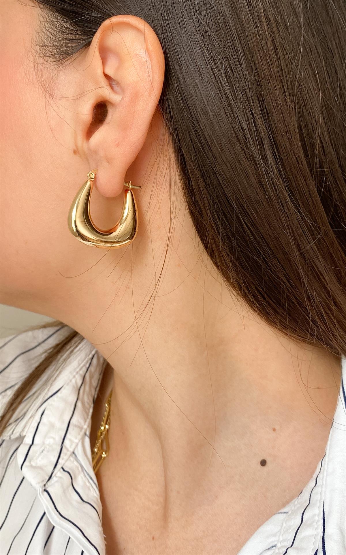 Geometrik Gold Halka Küpe