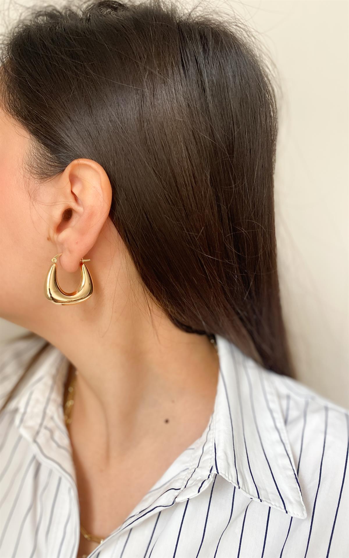 Geometrik Gold Halka Küpe