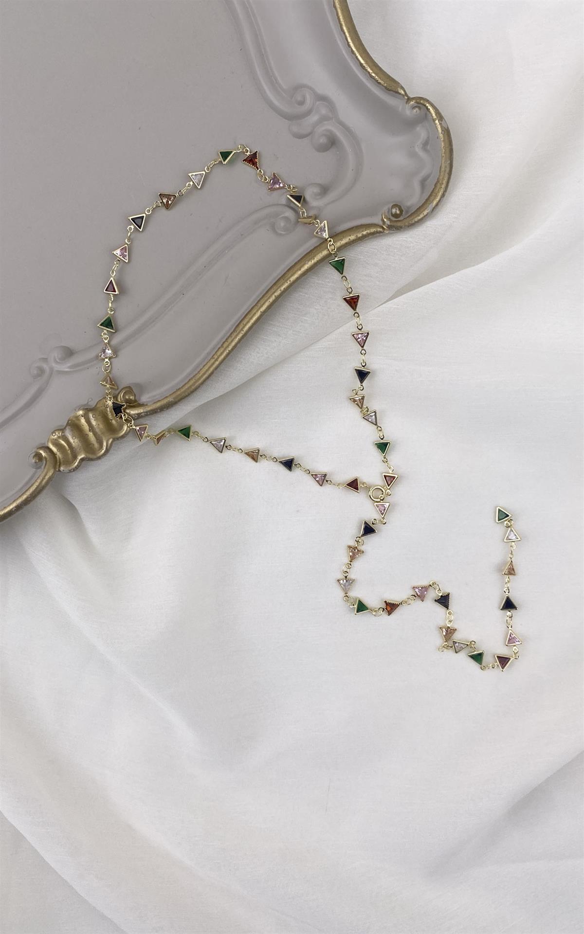 Geometrik Gold Renkli Çelik Y Kolye