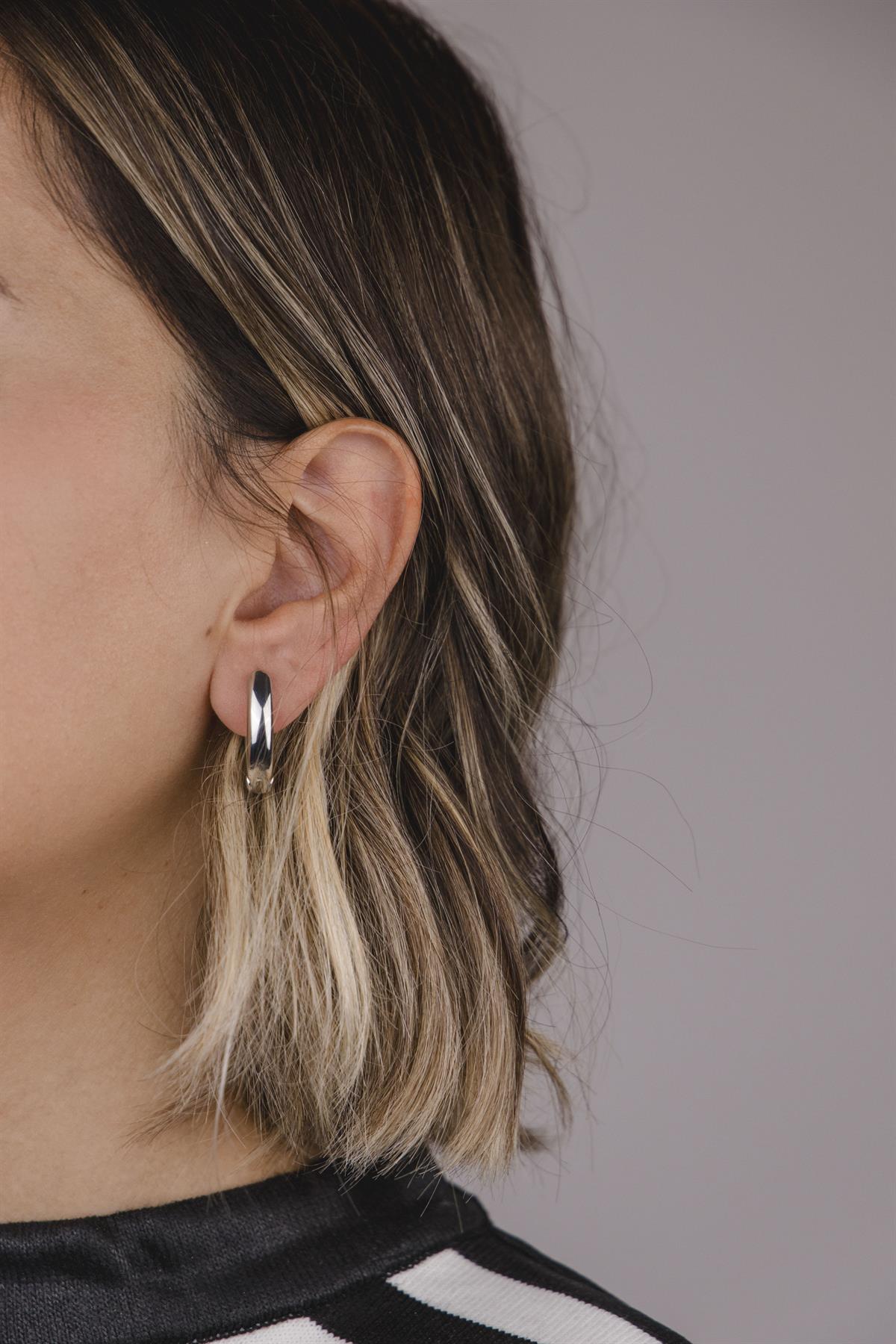 Geometrik Gümüş Halka Küpe