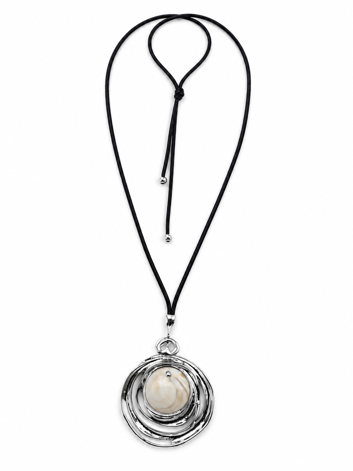 Geometrik Plaka Silver Deri İpli Ayarlanabilir Kolye