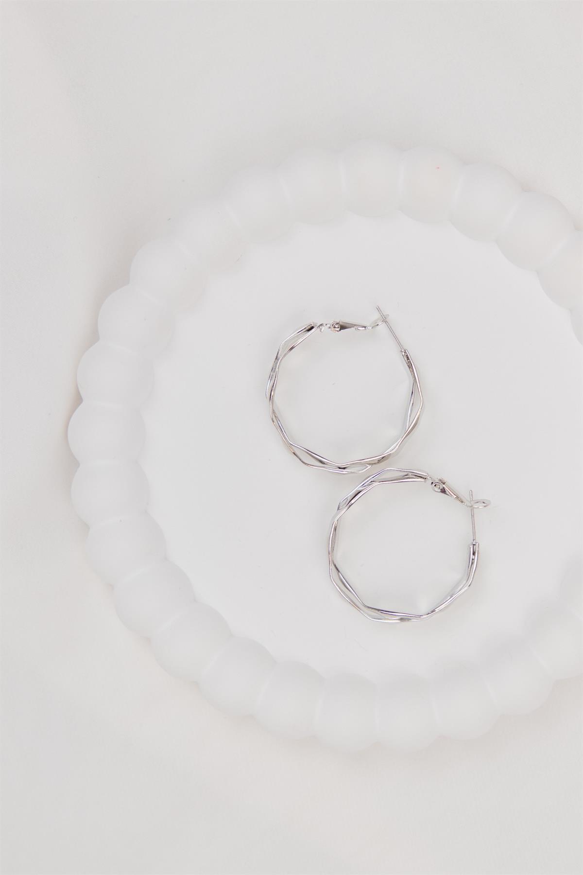 Geometrik Sarmal 3cm Gümüş Halka Küpe